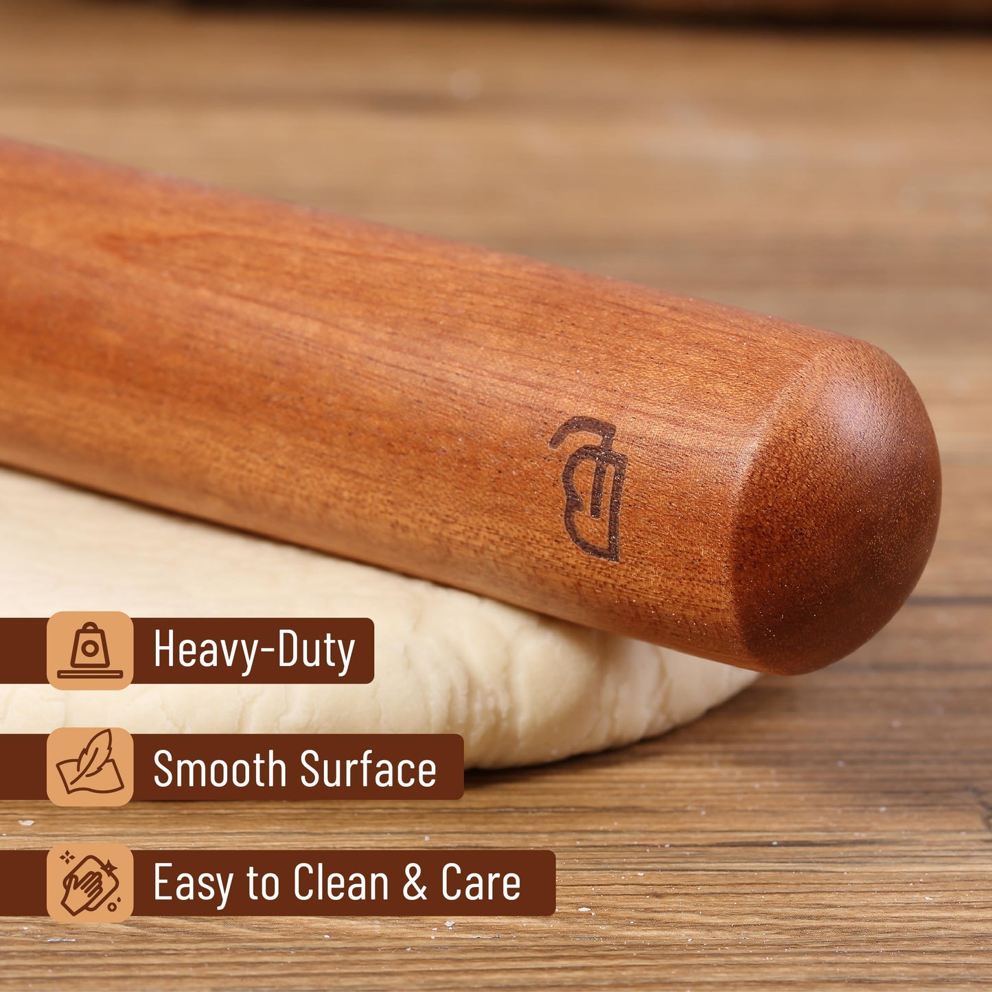 BAMBOO LAND- French Rolling Pin Set, 2 pcs, 16", 8", Natural Wood Rolling Pins for Baking, French Rolling Pin for Dough, Wooden Rolling Pin, Wood Rolling Pin, Pasta Rolling Pin, Pastry Roller Pin