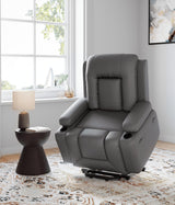 GarveeHome Faux Leather Power Lift Recliner Chair for Elderly, Lift Assist Recliner for Seniors with Heat and Massage Function, Reclining Sofa w/Pockets and Cup Holders CF8008 (Gray, Medium) GarveeHome