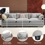 Ihanherry 111.4 Inch 3-Seater Cloud Sofa, Modular Sectional Couch, Modern Deep Seat Sofa for Living Room, Comfy Double Layer Upholstered Seat Cushion, Breathable Chenille Fabric, Grey Ihanherry