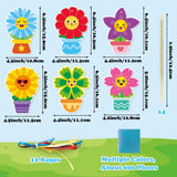 3sscha 12 Packs Spring Flower Poking Craft Kit - Mother's Day Creative DIY Foam Flower Pot Poke Fabric Art Set Make Your Own Card Party Decoration Gift School Classroom Rewards Activity Supplies 3sscha