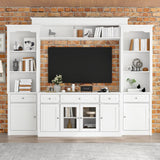 FAMAPY Large Entertainment Center with Bookshelves for TVs up to 60", Media Center with Doors and Shelves, TV Entertainment Center with Bridge, TV Hutch for Living Room White (104.3”W x 17”D x 82.3”H) FAMAPY