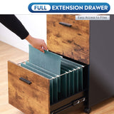 DEVAISE 2 Drawer File Cabinet, Mobile Printer Stand, Wood Filing Cabinet fits A4 or Letter Size for Home Office, Rustic Brown DEVAISE