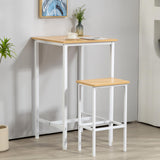 Finnhomy 23.6" Modern High Top Bar Table - Oak Beige & White Cocktail Table for Kitchen and Living Room Finnhomy