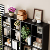 FOTOSOK 71'' Tall Bookshelf, Double Wide Media Tower Rack CD DVD Rack Display Cabinet with Adjustable Shelves, Tall Narrow Bookcase Black Bookshelf for Home Office, Black FOTOSOK