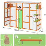 COZIWOW Catio Outdoor Cat Enclosure Window Catios for Indoor Cats Outside Patio Wooden Cattery with Large Door, Walks, Waterproof Roof, Resting Box, 104" L Extra Wide, Orange COZIWOW