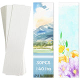 30 PCS Watercolor Paper Blank Bookmarks 1.9" x 7.8", White 140lb Heavyweight Watercolor Paper Cards Bulk for Kids Student Wet,Dry & Mixed Media LUFEEMGA