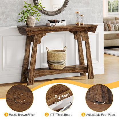 Tribesigns 41.3" Wood Console Table, 2-Tier Entryway Table with Storage Shelf, Farmhouse Narrow Sofa Table Behind Couch for Living Room, Foyer, Hallway, Rustic Brown