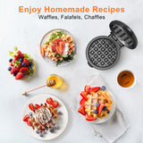 Crownful Mini Waffle Maker Machine, 4 Inch Chaffle Maker with Compact Design, Easy to Clean, Non-Stick Surface, Recipe Guide Included, Perfect for Breakfast, Dessert, Sandwich, or Other Snacks CROWNFUL