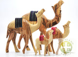 Wooden Camel Figurine, Handmade Olive Wood Nativity Camel with Embroidery Saddle Carved in the Holy Land by Christian Artisans, Nativity Animals, iHoly Land Crafts