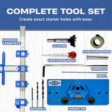 Alec Tools Cabinet Installation Tools Complete Set - Adjustable Cabinet Hardware Jig Kit for Handles, Knobs, Drawer Pulls - Cabinet Handle Jig, Concealed Hinge Jig, Automatic Center Punch, Drill Bits Alec Tools