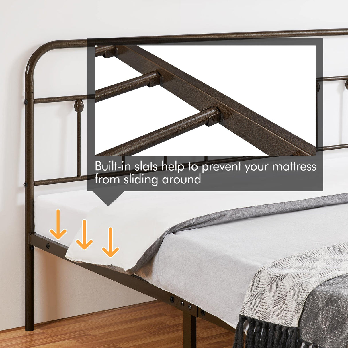 Yaheetech Classic Metal Platform Bed Frame Mattress Foundation with Victorian Style Iron-Art Headboard/Footboard/Under Bed Storage/No Box Spring Needed/King Size Bronze Yaheetech