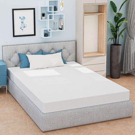 Nchanmar 6 Inch Full Size Mattress, Gel Memory Foam Full Mattress, Pressure Relieving, Cooling Gel Foam, Full Mattress in a Box, Certipur-Us Certified, Bed-in-a-Box, Full, 75"L x 54"W x 6"Th, White NChanmar