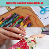 MjhRcll Floral Stamped Cross Stitch Kits, Blue Flowers Cross Stitch Ornament Kits for Adults Beginners, Counted Embroidery Needlepoint Kits Home Decor 12x16 Inch MjhRcll