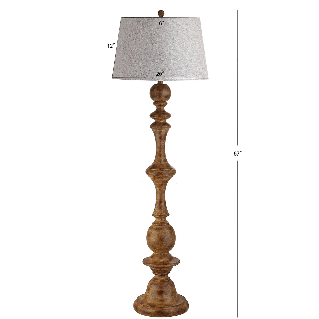 JONATHAN Y JYL3000A Taylor 67" Resin LED Floor Lamp, Farmhouse, Cottage, Rustic, French Country, Office, Living Room, Family Room, Dining Room, Bedroom, Hallway, Foyer, Brown JONATHAN Y