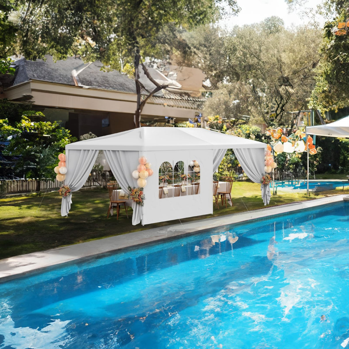 Susici 10x20 Outdoor Gazebo Canopy Party Tent with 4 Removable Sidewalls & Transparent Windows,Outside Gazebo Event Tent for Weddings, Birthdays, Garden Parties, and Backyard Patio BBQ Events susici