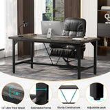 Unikito Large Computer Desk, 63 x 31.5 Inch Long Office Desk, Premium Sturdy 2 Person Desk, 1.4” Thick Study Writing Table, Modern Laptop Computer Table for Home Office Workstation, Black Oak Unikito