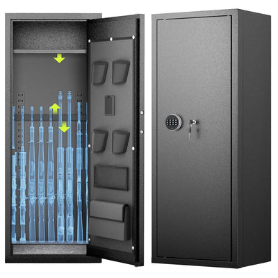 Bonusall 10 Rifle Safe Home,Rifle Gun Cabinet for Rifles and Shotguns,Quick Access Rifle Safes for Home with Digital Keypad,Adjustable Shelves,Pockets