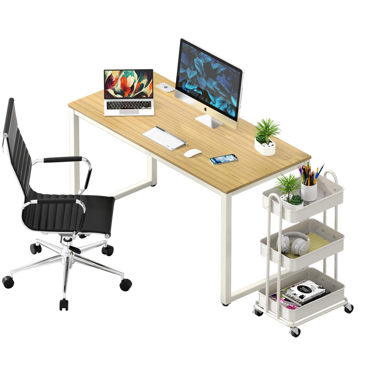 SHW 48" Home Office Computer Desk, 24" Deep, Oak SHW