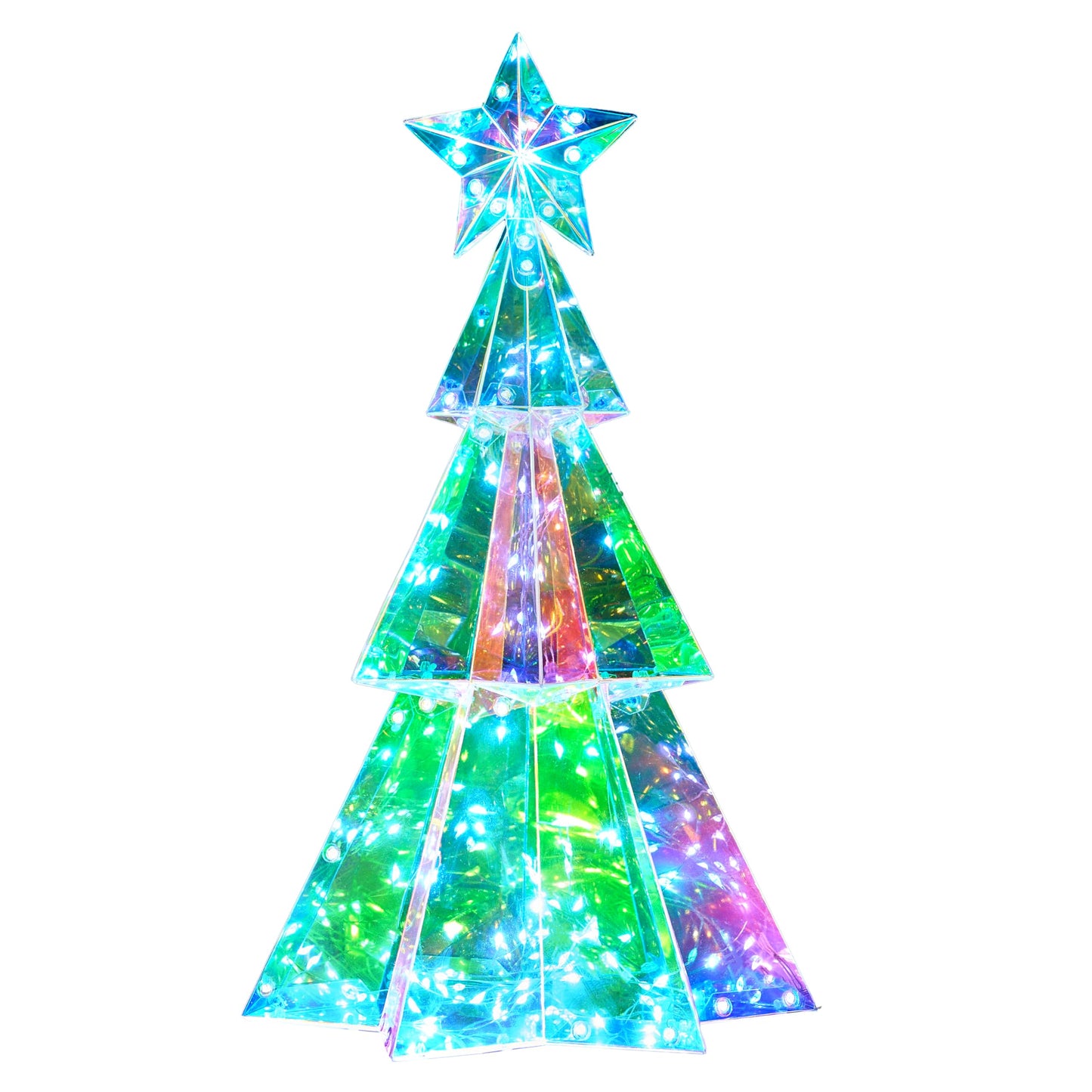 Joiedomi 15 in Prismatic Iridescent Christmas Tree Light Decorations, Prismatic Christmas Decor, 100 LED Cool White Lights for Indoor Holiday Décor, Christmas Eve Night Décor