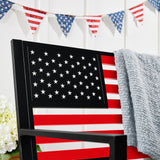 Best Choice Products Outdoor Bench 2-Person Steel Indoor/Outdoor Bench for Garden, Patio, Porch, Entryway w/American Flag, 790lb Capacity – Black/Red Best Choice Products