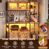 Itaar Rustic Brown Bakers Rack with Power Outlet, LED Light and Ample Storage Itaar