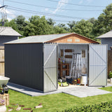 10x12x7.4FT Multi-Used Shed & Outdoor Storage Shed with Lockable Doors, Windows and Vents, Extra Large Metal Tool Shed for Garden, Backyard, Patio, Utility, and Various Storage Shed(Matte Gray) Verdeluxe