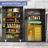 AUEYTVR 75" Tall Metal Garage Storage Cabinet with Wheels and Locking Doors and Tall Rolling Steel Tool Cabinet with 5 Adjustable Shelves for Garage,Home,Office,Shop (Black) AUEYTVR