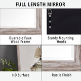 Naomi Home Farmhouse Full-Length Mirror with Wood Frame – Rustic 66"x32" Large Floor Mirror, Elegant Full Body Standing or Wall Mirror, Rustic Wood Mirror Full Length for Bedroom, Warm Grey Finish Naomi Home
