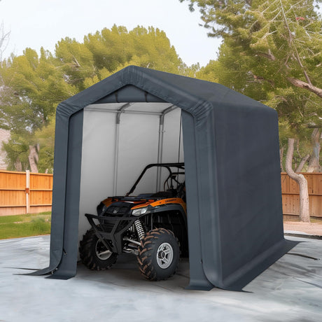 HERA'S PALACE 6x10ft Heavy Duty Storage Shed Outdoor Portable Car Canopy Carport Garage with 2 Rolled up Zipper Doors UV Resistant Waterproof Anti-Snow for Motorcycle Truck HERA'S PALACE