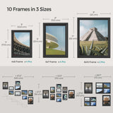 SONGMICS Picture Frames with 16 Mats, Set of 10, Collage Photo Frames with Two 8x10, Four 5x7, Four 4x6 Frames, Hanging or Tabletop Display, MDF and Glass, 12 Non-Trace Nails, Ash Black URPF049B01 SONGMICS