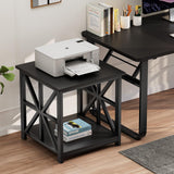 GreenForest End Table with 2-Tier Storage Shelf, 24 inch Side Table for Living Room, Modern Nightstand for Bedroom Bedside Office Farmhouse, Black GreenForest