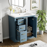 Merax Herringbone Single Sink Bathroom Vanity, Freestanding 30" Modern Bathroom Vanity Storage Cabinet with 3 Drawers and 2 Doors, Solid Wood Frame Merax