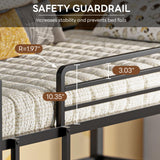 LIKIMIO Bunk Bed, Triple Bunk beds Twin Over Twin Over Twin with 2 Ladders, Metal Frame with Guardrails for Bedroom, No Box Spring Needed LIKIMIO