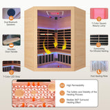 Sauna Infrared Far Infrared Sauna for Home Low EMF Dry Sauna for 3-5 person with Hemlock Wood Sauna for Home 4 Person Infrared Sauna Indoor Sauna in Home Large Sauna 2400W with Bluetooth Speakers RIGO