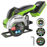 Greenworks 24V Brushless Cordless Compact Cut-Off Tool Bare Tool, With Extra 3 in. Cut-Off Wheels (3-Pack) Greenworks