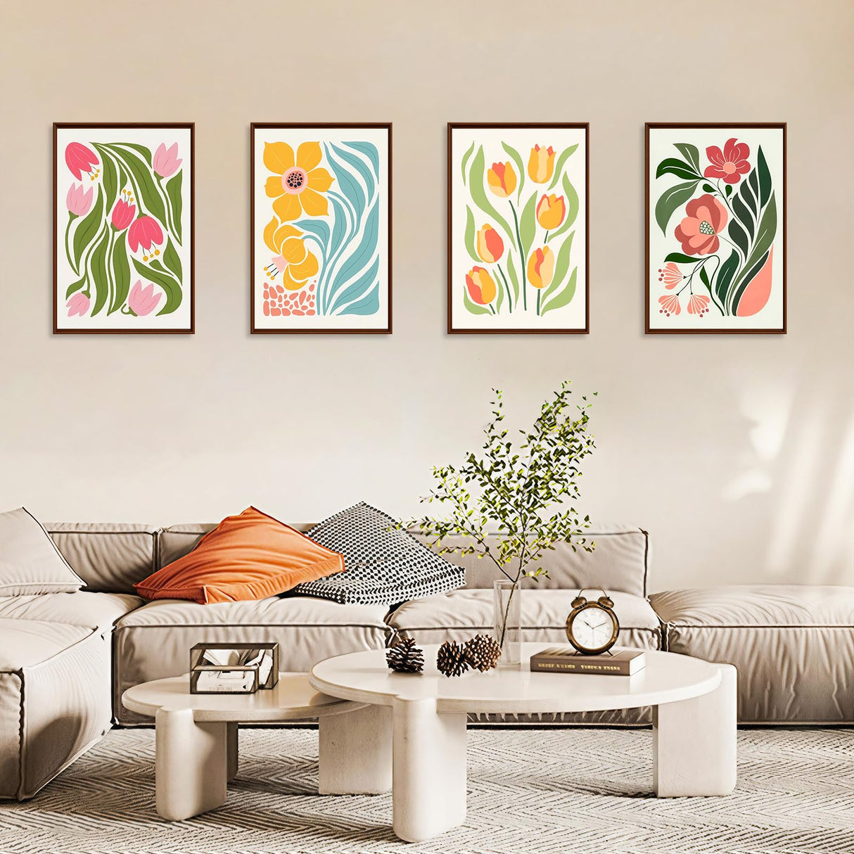 4 Pack Paint by Numbers Kit for Adults with Frame Flower Easy, Framed Paint by Number for Adults Beginner with Wooden Easel, Floral DIY Painting by Numbers Canvas Framed for Home Decor 8 x 12 Inch Okarina