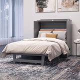 AFI, Northfield Murphy Bed Chest Twin XL with 6" Mattress, Storage Drawer & Built-in USB Charger, Grey AFI