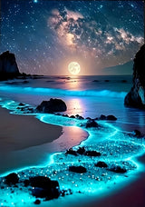 Moonlight Beach 5D Diamond Art Kits for Adults Beginners,Seaside Moon DIY Full Round Drill Diamond Painting Kits, Paint by Diamonds Dots Gem Art Crystal Easy,Home Wall Decor 12X16 Inch Acelii