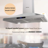 FIREGAS Range Hood 30 inch Wall Mount,450 CFM Ducted/Ductless Range Hood with Stainless Steel,Stove Hood Vent for Kitchen with 3 Speed Fan,Permanent Filters,Led Lights,Digital Touch,Charcoal Filter FIREGAS