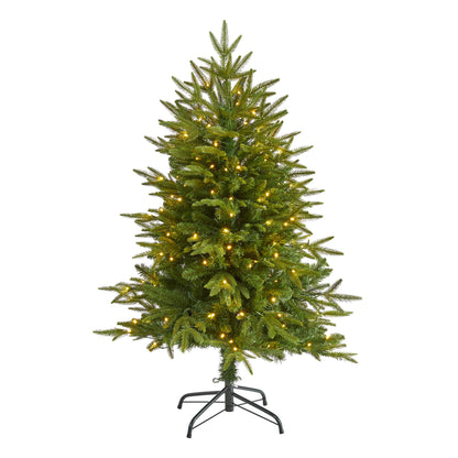 Nearly Natural 4ft. Colorado Mountain Fir Natural Look Artificial Christmas Tree with 150 Clear LED Lights