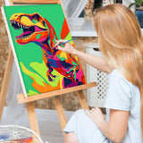 Bowetile Framed Cartoon Paint by Numbers for Kids Beginners, Dinosaur Paint by Numbers for Kids Ages 8-12, Kids Paint by Number Kits on Canvas, DIY Acrylic Number Painting for Home Decor, 8x12in Bowetile