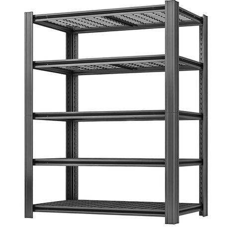 LI JIU HOME 5 Tier Metal Shelving Unit, Adjustable Storage Shelves, 84" H x 55" W x 24" D Heavy Duty Garage Shelves for Warehouse, Basement, Kitchen, Pantry, Living Room, Black (5T 84 * 55 * 24) LI JIU HOME
