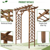 Outsunny 79in Wooden Garden Arbor Arch Trellis with Classic Countryside Style, Pergola Style Roof for Climbing Vines for Ceremony Party Weddings Outsunny