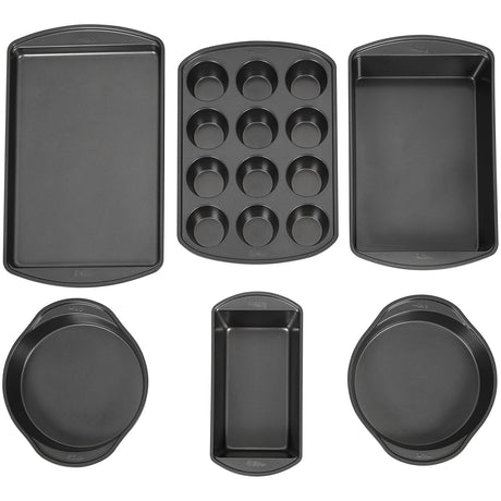 Wilton Perfect Results Premium Nonstick Bakeware Essentials Set - Perfect for Everyday Use and Baking Cookies, Cupcakes, Cakes, Steel, 6-Piece Wilton