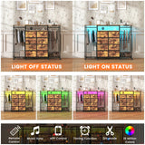 Frmobepts 59.1" W Dresser for Bedroom with Hanging Rack, 8 Drawer Dresser with LED Lights & Charging Station, Fabric Dressers with Portable Wheels,Metal Frame, Wooden Top (Rustic Brown) Frmobepts