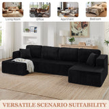 132" Boneless Sectional Cloud Couch Sofa for Living Room, U-Shaped Couch with Double Chaise Lounge, Comfy Memory Foam Modular Sofas Couches for Living Room (Black, 132.48" U-Shaped) OUEEEDD