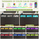 Alohappy 9 Drawer Dresser with Charging Station and LED Lights, Dresser Chest of Drawers with 3 Visual Drawers, Modern Wood Dresser for Bedroom Living Room Hallway Entryway Alohappy