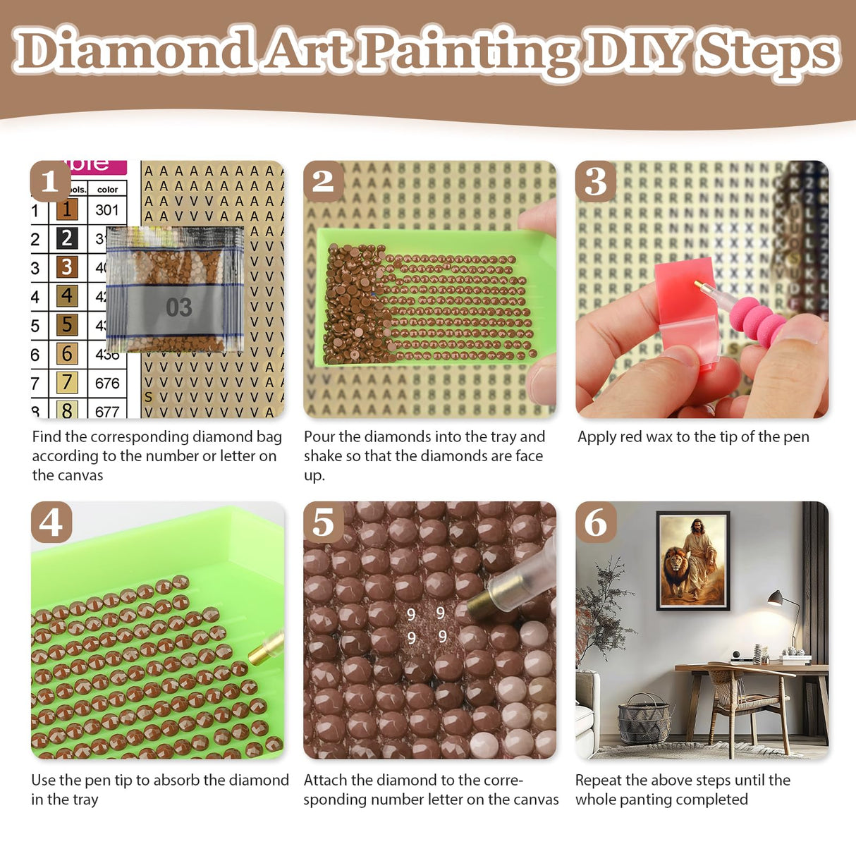 MAXBYE Jesus Diamond Art Kits for Adults, Lion Diamond Painting Full Drill Round Gem Art, 5D DIY Religion Christ Diamonds Painting Suitable Home Wall Decor Gift 12x16inch MAXBYE