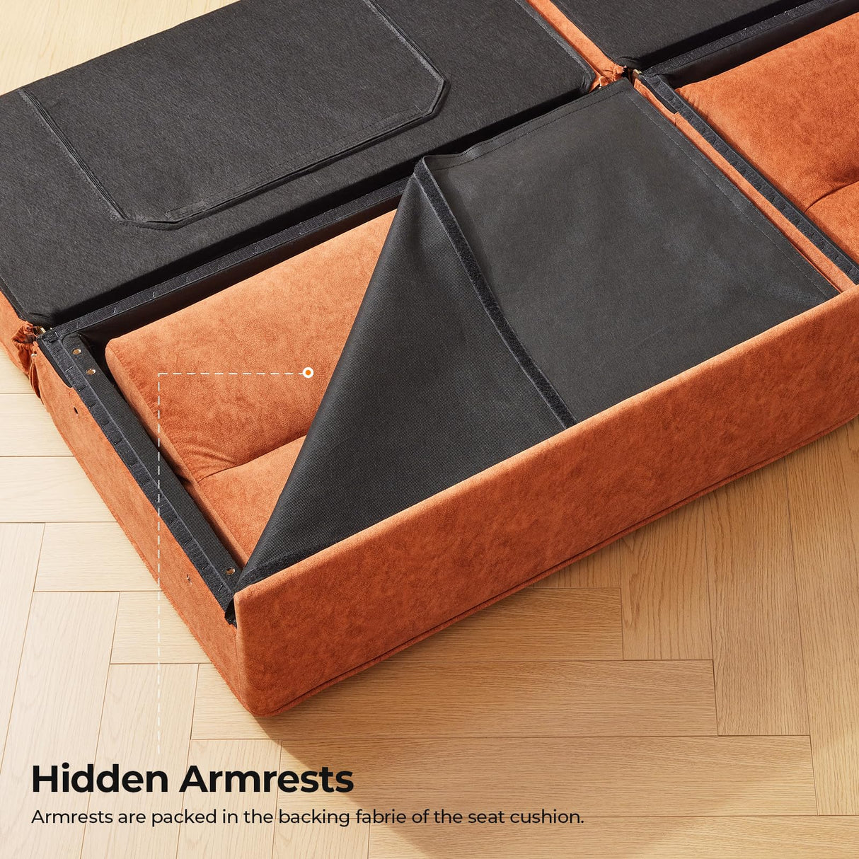 COPIAE 89” Futon Sofa Bed, Comfy Futon Couch Bed with 2 Square Pillows, Convertible Sleeper Sofa with Adjustable Backrest&Armrests, Modern Loveseat Sleeper for Living Room,Velvet Fabric,Burnt Orange COPIAE