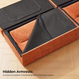 COPIAE 89” Futon Sofa Bed, Comfy Futon Couch Bed with 2 Square Pillows, Convertible Sleeper Sofa with Adjustable Backrest&Armrests, Modern Loveseat Sleeper for Living Room,Velvet Fabric,Burnt Orange COPIAE